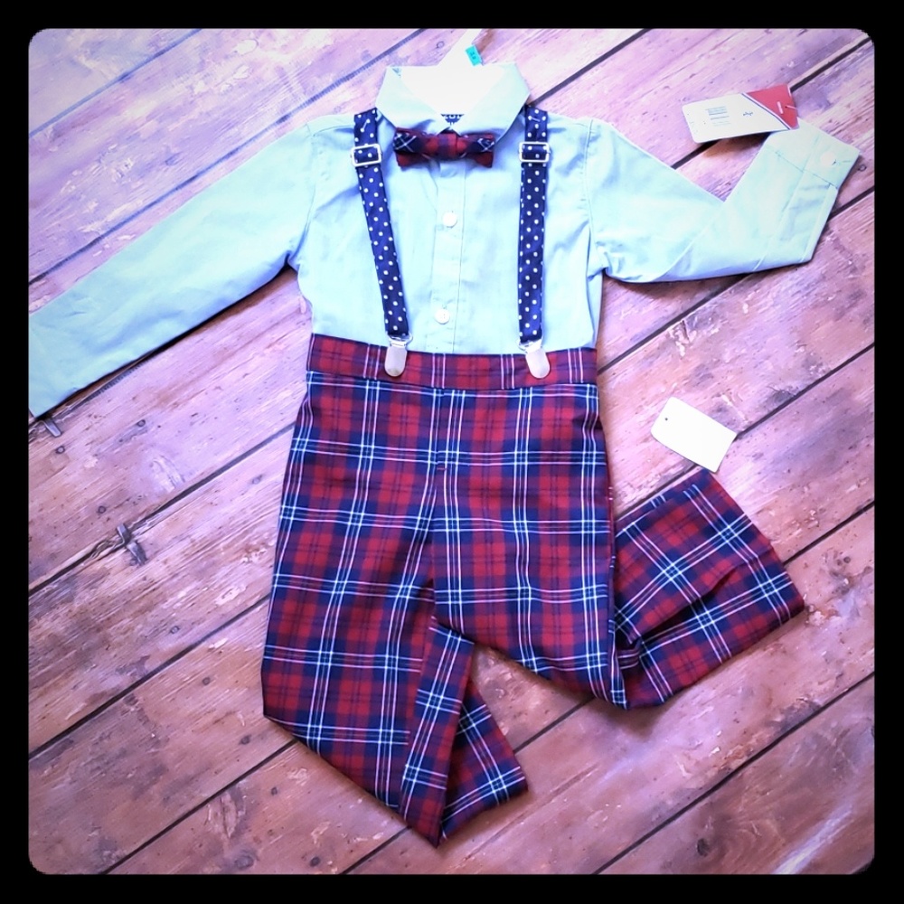 24mos Izod 4 piece bowtie outfit plaid tartan